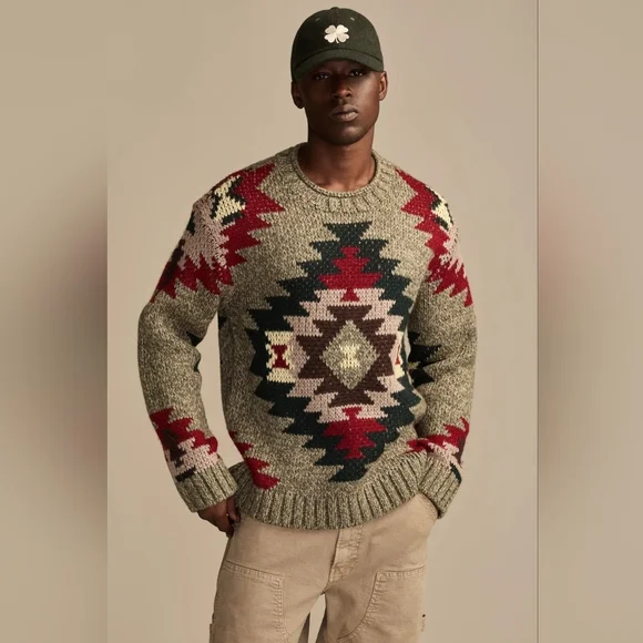 Lucky Brand Aztec Wool Novelty Crew Sweater NWT S M L XL XXL - Picture 1 of 10